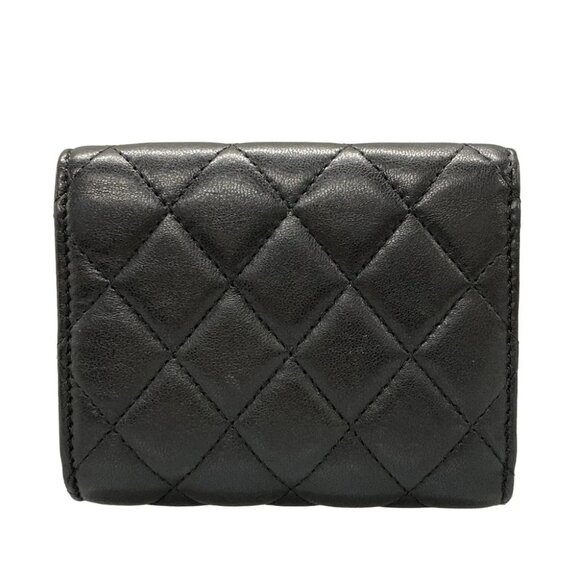 Auth CHANEL Matelasse Black Lambskin Trifold Wallet - Picture 3 of 13